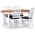 Fårö spisegruppe; spisebord 160/210x90 cm - Hvit / oljet eik med 4 Fårö stoler krysser i ryggen og sete i svart PU
