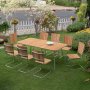 Mllan utegruppe i teak: 8 stoler med spisebord 176x90 cm