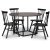 Sintorp spisegruppe, rundt spisebord Ø115 cm inkludert 4 stk. svarte Orust pinnestoler – Brun marmor (Laminat) + Flekkfjerner for møbler
