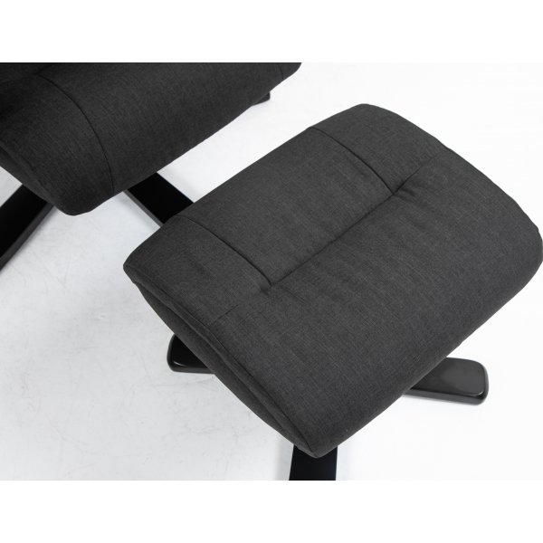 Oslo recliner lenestol med krakk - Cortinna svart Oslo recliner lenestol med krakk - Cortinna svart