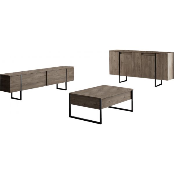 Skjenk Lux i valntt/svart - 160 cm