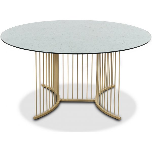 Tiffany Falcon sofabord - Messing / Terrazzo glassplate