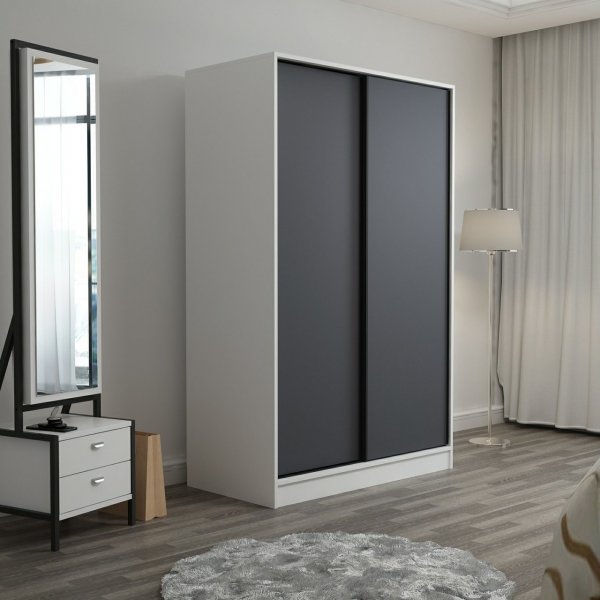 Kapusta garderobeskap 120 cm - Hvit/antrasitt