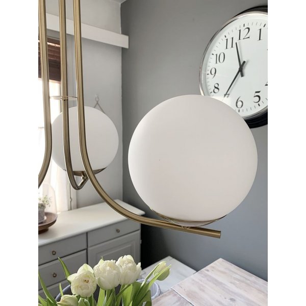 Taklampe Orfeus - Matt messing / opalhvit