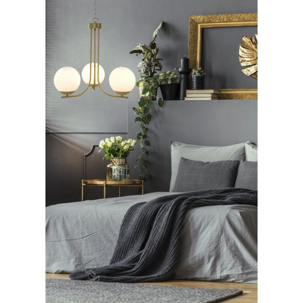 Taklampe Orfeus - Matt messing / opalhvit