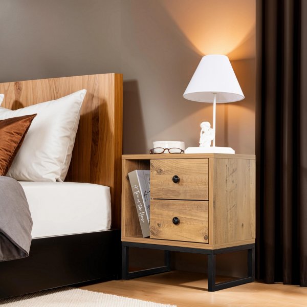 Glimmer nattbord - Furu/sort Glimmer nattbord - Furu/sort