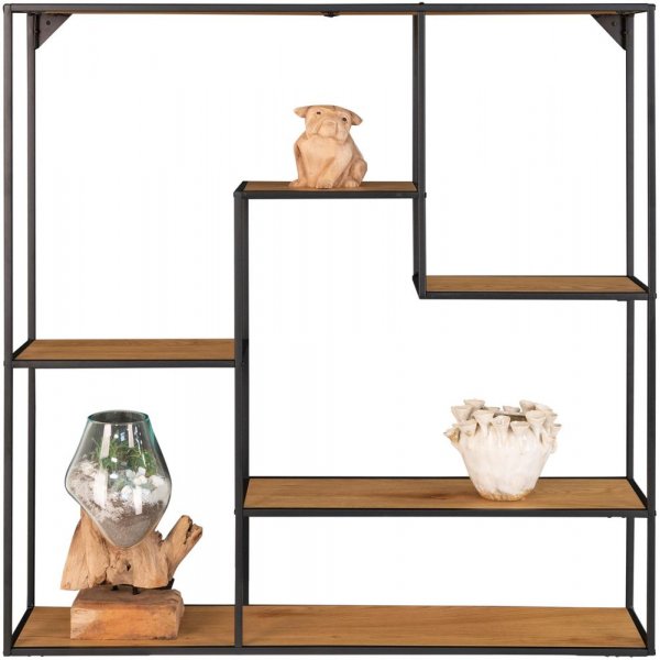 Hvit vegghylle - svart / eik imitasjon - 85x85x18 Hvit vegghylle - svart / eik imitasjon - 85x85x18