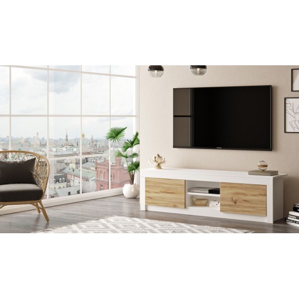 Luvio mediebenk 12 - Eik/hvit Luvio mediebenk 12 - Eik/hvit