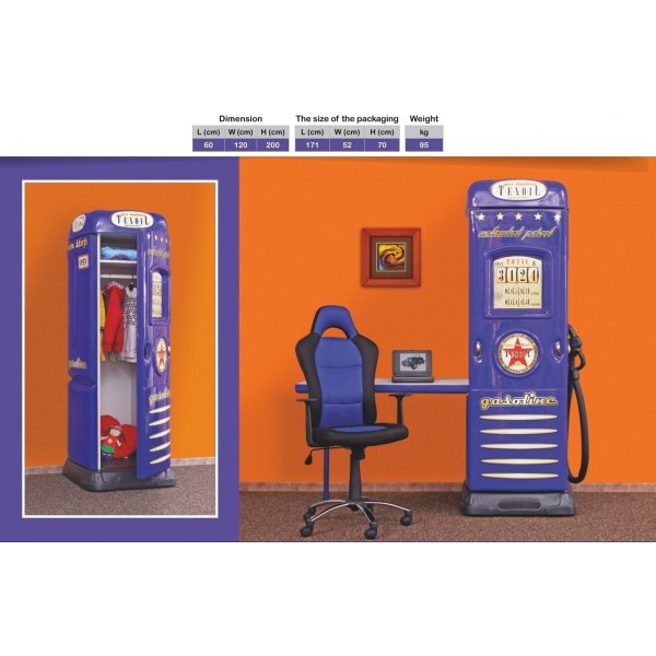 Skrivebord med garderobe innbygd bensinstasjon - Valgfri farge!