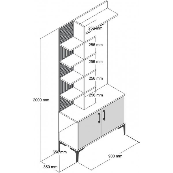 Viyana gangmøbel, 90 cm - Valnøtt/krem Viyana gangmøbel, 90 cm - Valnøtt/krem