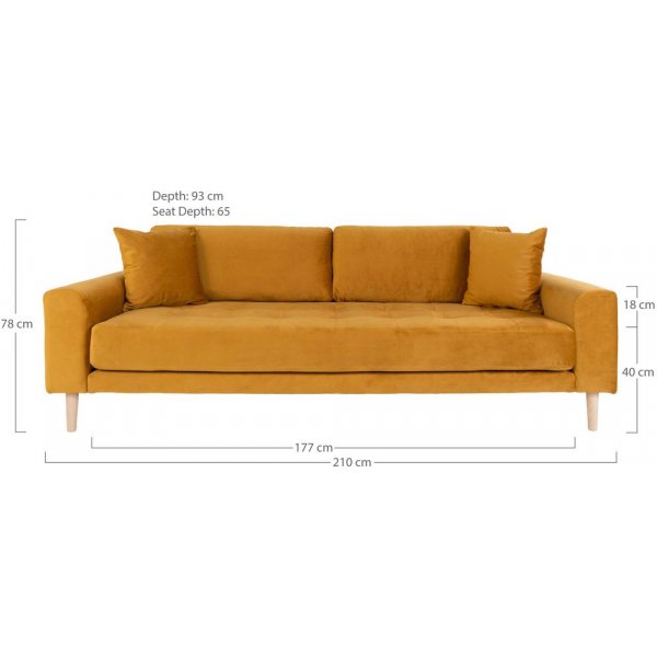 Lido 3-seters sofa - Gul Lido 3-seters sofa - Gul