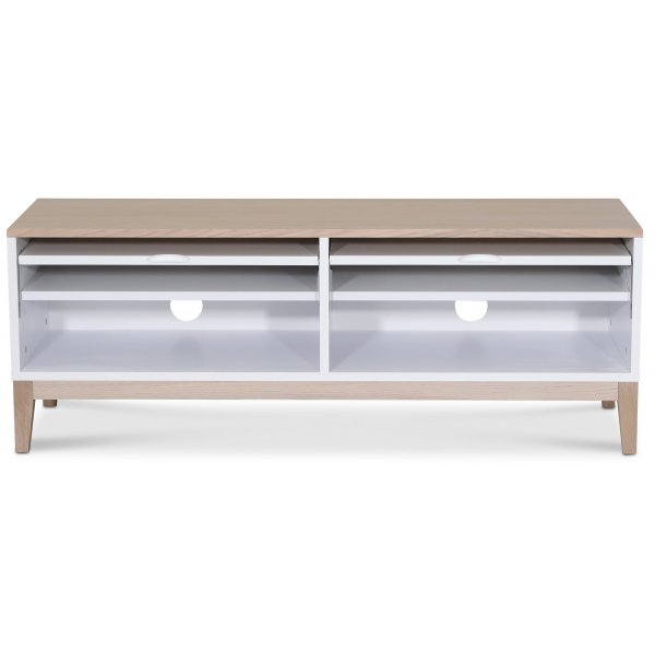 Borgholm TV-benk 126 cm - Hvit / Oljet eik