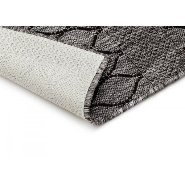Flatvevd teppe Casey - Grå/svart Flatvevd teppe Casey - Grå/svart