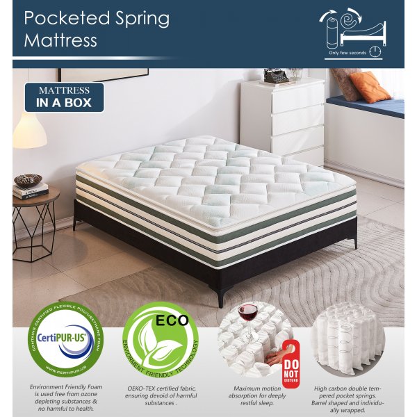 Madrass med innebygd madrassunderlag - Pocket system 5-soner Madrass med innebygd madrassunderlag - Pocket system 5-soner