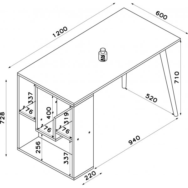 Sally skrivebord 120x60 cm - Antrasitt/eik Sally skrivebord 120x60 cm - Antrasitt/eik