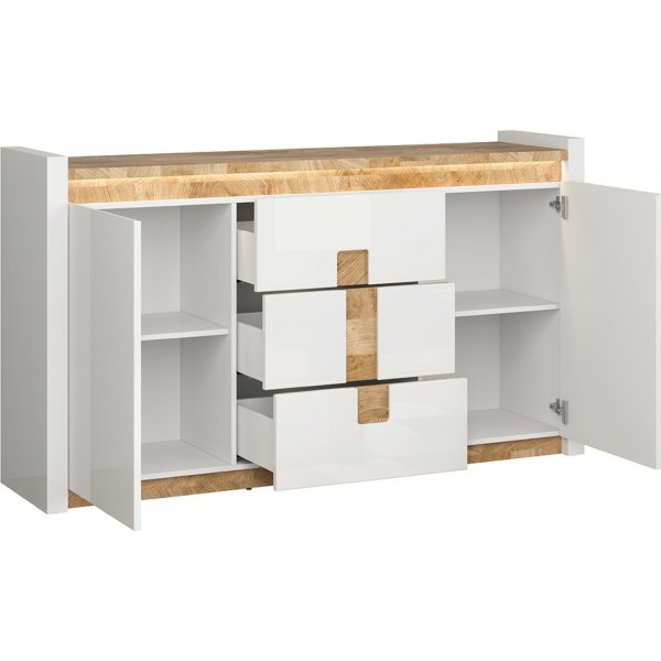 Alameda skjenk 172 cm - Hvit/eik