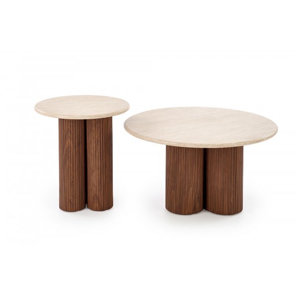 Salongbord i mokka med travertinplate 80 cm Salongbord i mokka med travertinplate 80 cm