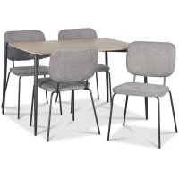 Lokrume spisegruppe med bord på 120 cm i lyst tre + 4 stk Lokrume grå stoler Lokrume spisegruppe med bord på 120 cm i lyst tre + 4 stk Lokrume grå stoler