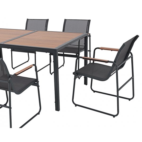 Lagun spisestuesett 6 stoler med bord - Utegruppe Sort / trebilde