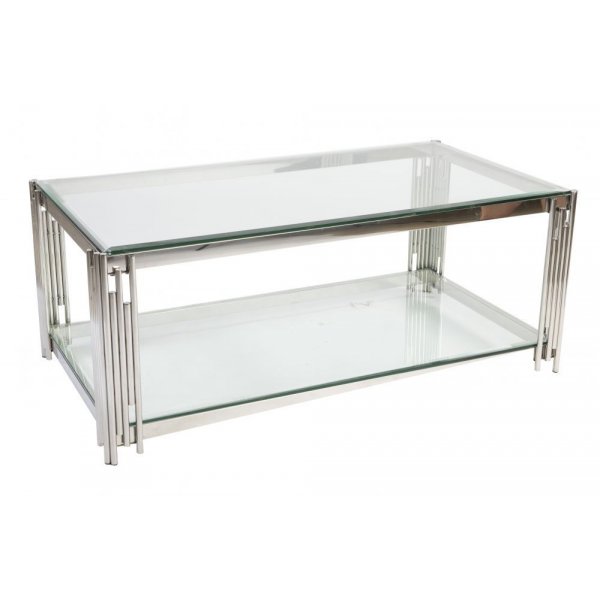 Prato sofabord 130 - Krom/glass