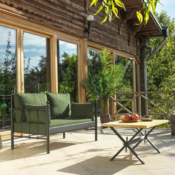 Lala 2-seters utesofa - Svart/grønn + Tekstilrens for møbler Lala 2-seters utesofa - Svart/grønn + Tekstilrens for møbler