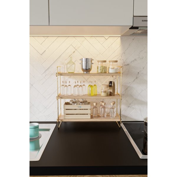 Masa vegghylle - Gull/brun Masa vegghylle - Gull/brun