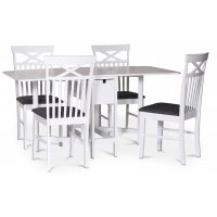 Sandhamn spisegruppe; Klaffbord med 4 Sofiero-stoler med kryss i ryggen