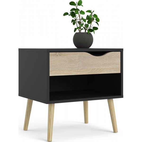 Oslo nattbord - Sort/eik Oslo nattbord - Sort/eik