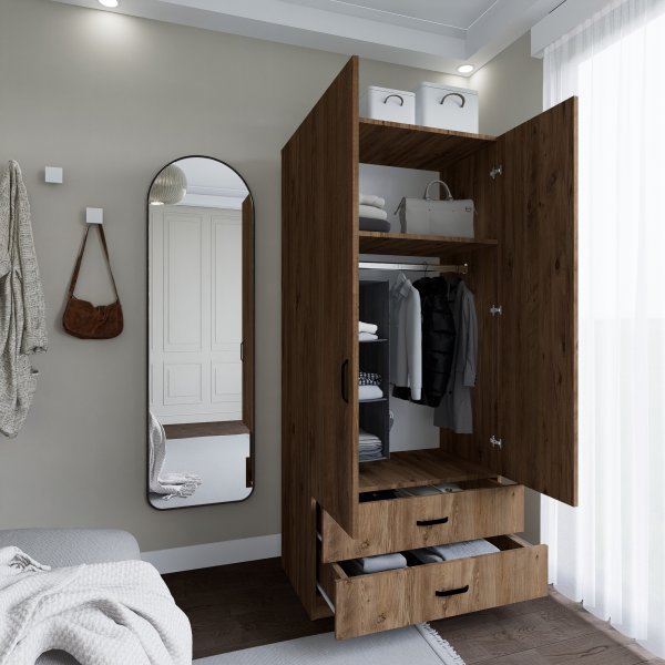 Yaman garderobeskap 80 x 47 x 182 cm - Furu Yaman garderobeskap 80 x 47 x 182 cm - Furu