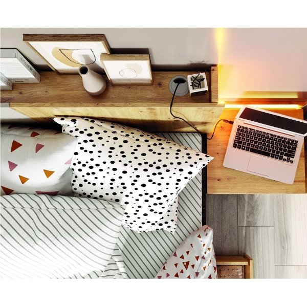 Qubic sengeramme 120 x 200 cm - Artisan eik/grå/svart Qubic sengeramme 120 x 200 cm - Artisan eik/grå/svart