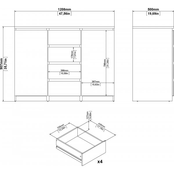 Naia skjenk - Betong/hvit Naia skjenk - Betong/hvit