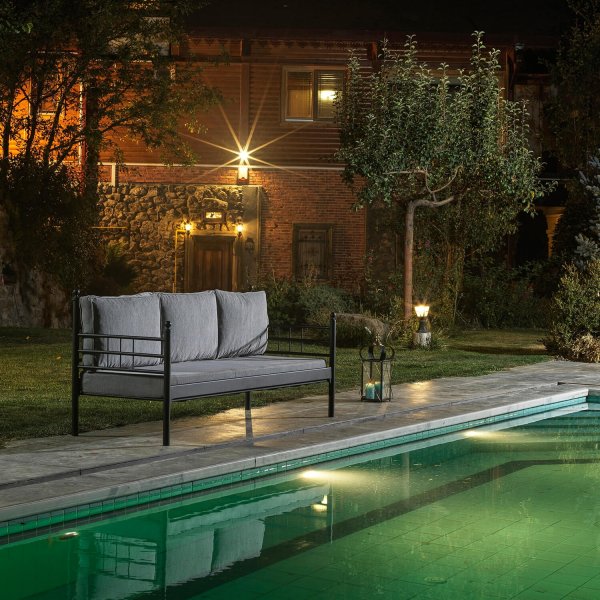 Manyas 3-seters utesofa - Svart/r�yk + Tekstilpleie for m�bler