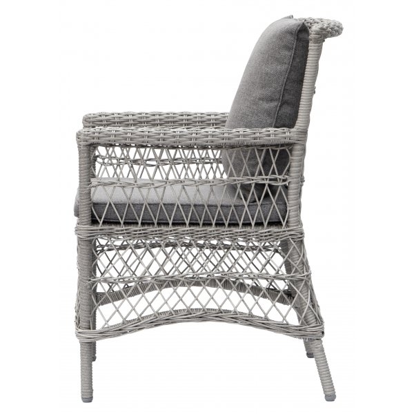 Utendørsgruppe; 4 stoler og spisebord Ø110 cm grå/rotting - Jacksonville/Provence Utendørsgruppe; 4 stoler og spisebord Ø110 cm grå/rotting - Jacksonville/Provence