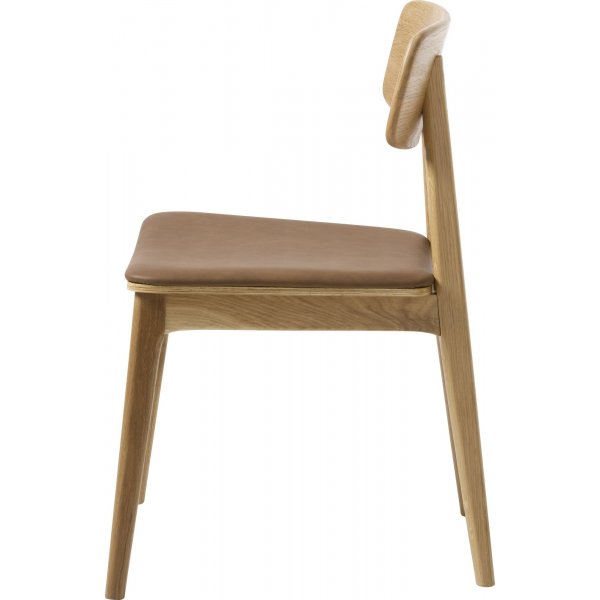 Kleppen stol i oljet eik med brunt sete