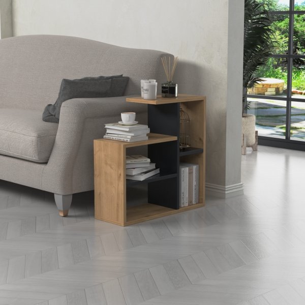 Sally sidebord 60 x 22 cm - Antrasitt/eik