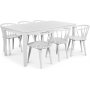 Spisegruppe Mellby bord med 6 stk hvite Fredrik Pinnstolar med ramme