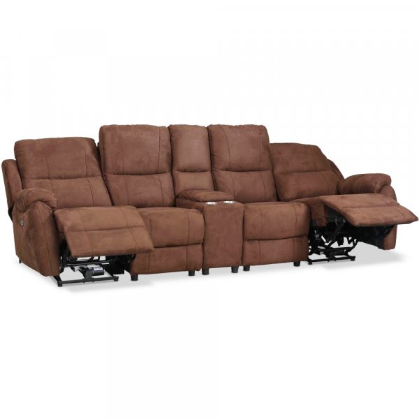 Enjoy Hollywood reclinersofa - 4-seters (elektrisk) i brunt mikrofiberstoff