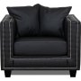 Temple Double Deco lenestol - Svart PU / slv nagler
