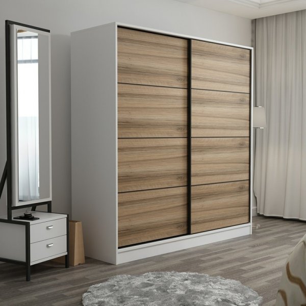 Kapusta garderobeskap 180 cm - Hvit/brun Kapusta garderobeskap 180 cm - Hvit/brun