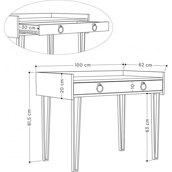 Sponge skrivebord - Lys mokka Sponge skrivebord - Lys mokka