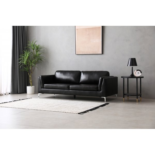 Sofa 3-seter sort PU - Cansas
