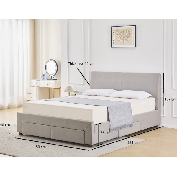 Vaxö sengeramme med sengegavl og oppbevaring 140 x 200 cm - Grå Vaxö sengeramme med sengegavl og oppbevaring 140 x 200 cm - Grå