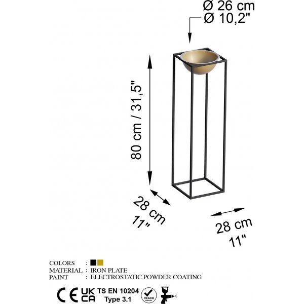 Platon 20 potte - Sort/gull Platon 20 potte - Sort/gull