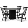 Pose spisegruppe: Bord 130 cm inkludert 4 stk Fr pinnestoler - Svart