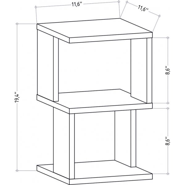 Carter nattbord - Hvit/antrasitt