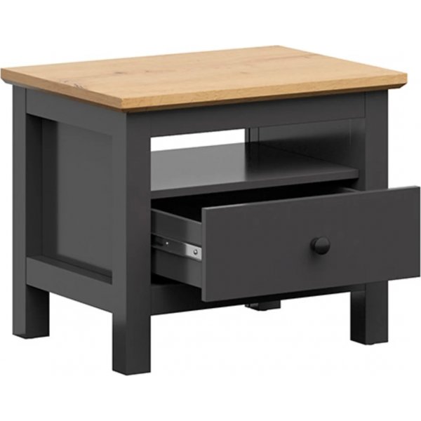 Hesen nattbord - Grafitt/eik