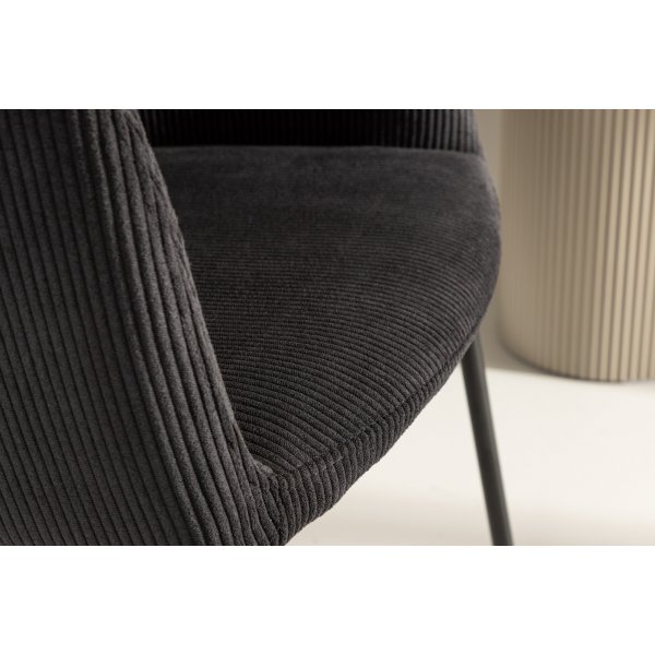 Berit spisestol - Sort kordflyel