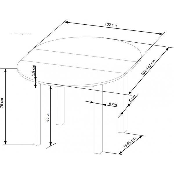 Rundt uttrekkbart spisebord eik/hvit 102-142 cm - Berivan