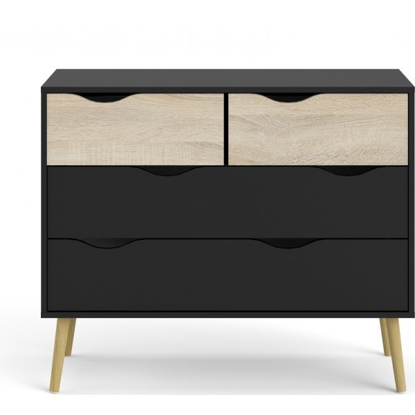 Oslo kommode med 4 skuffer - Sort/eik Oslo kommode med 4 skuffer - Sort/eik
