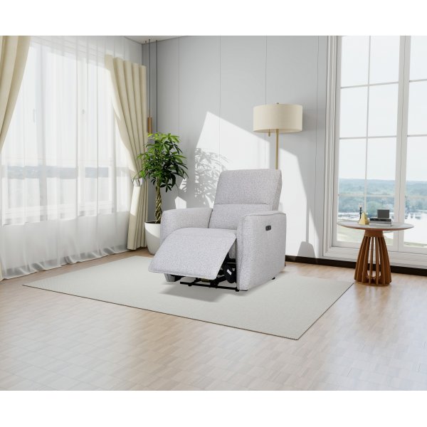 Lenestol Cinema elektrisk lenestol - Lys bouclè Lenestol Cinema elektrisk lenestol - Lys bouclè